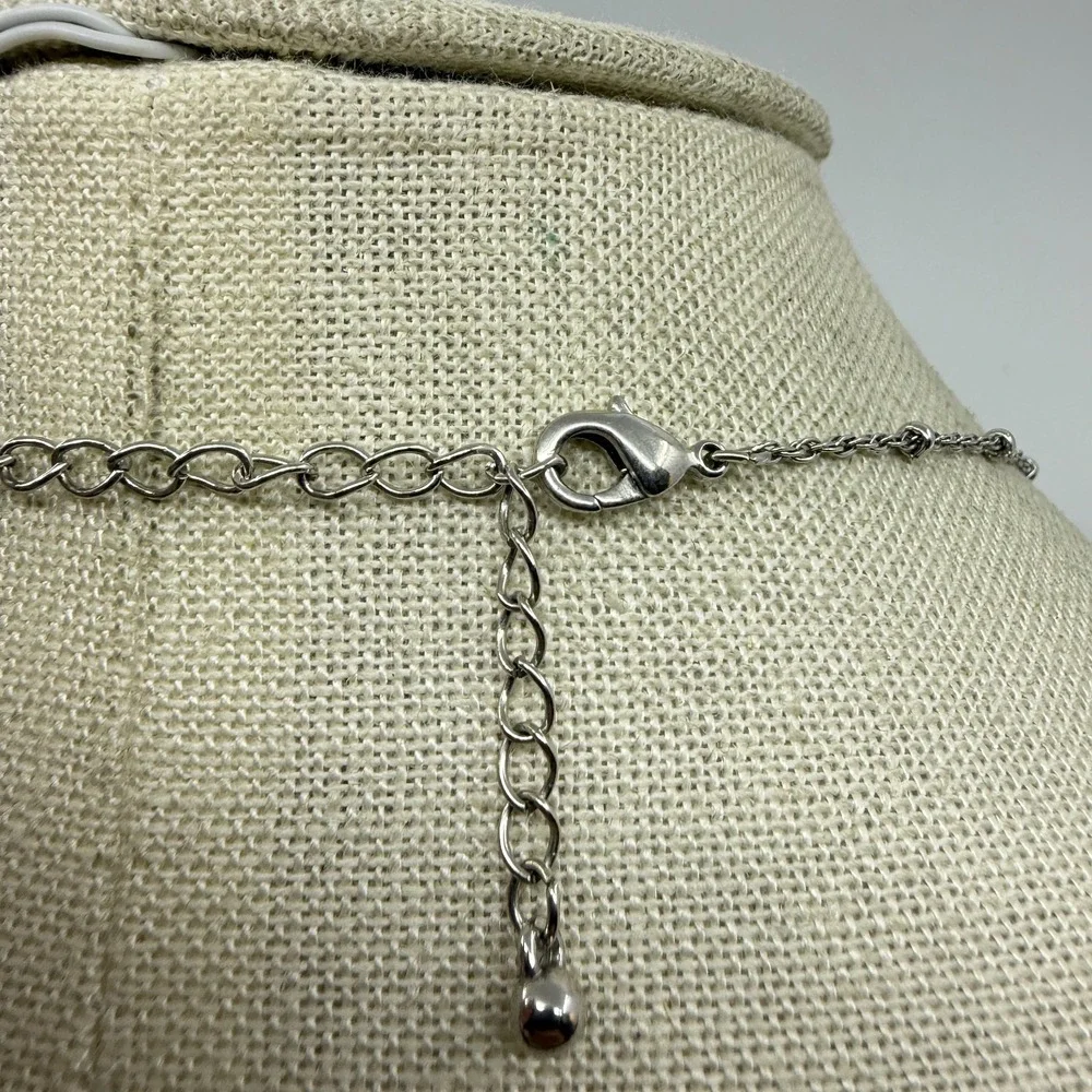 Gunmetal Floral Rhinestone Faux Pearl Necklace Cottagecore Statement Jewelry